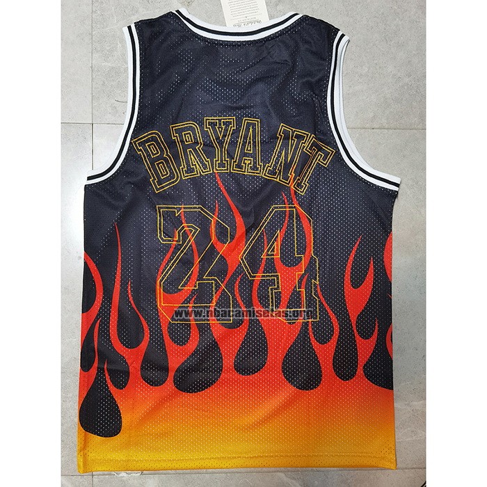 Camiseta Los Angeles Lakers Kobe Bryant NO 24 Flames Negro